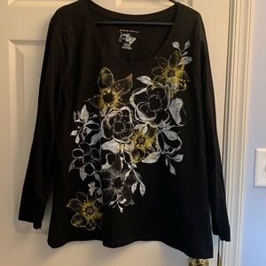 Just My Size Womens Black Floral Long Sleeve 18/20